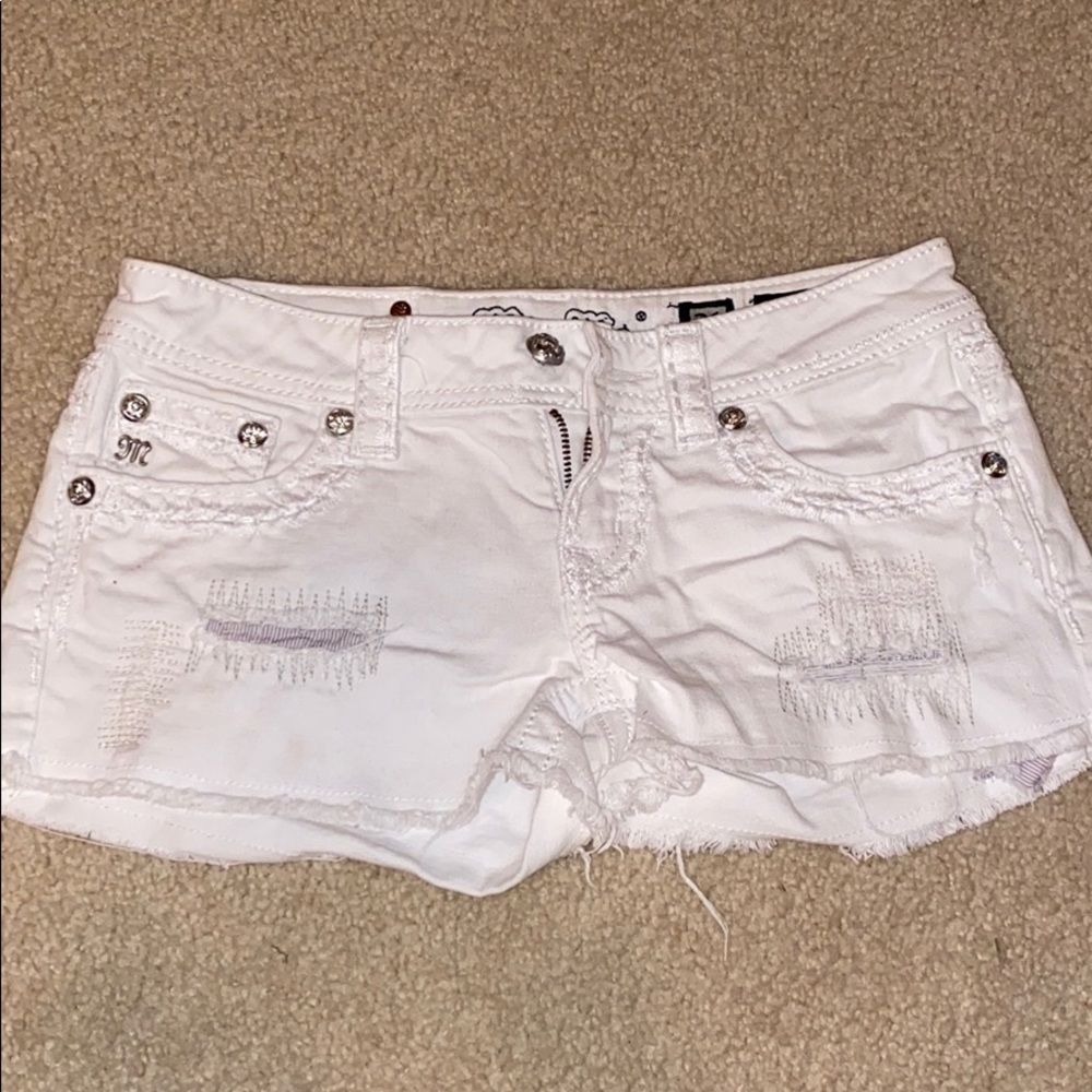 White jean shorts